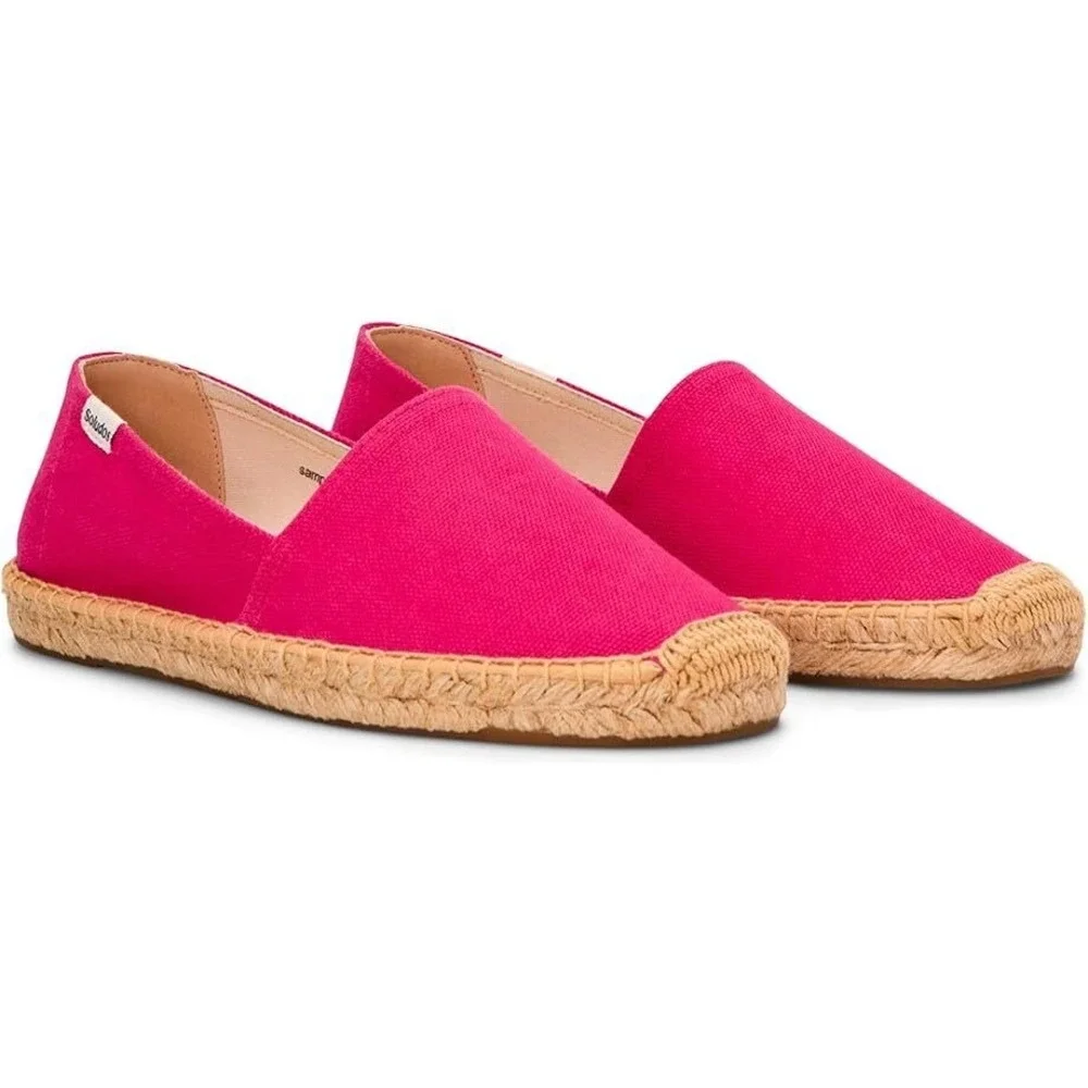Soludos Dali Pink Canvas Espadrille Slip On Flats Womens Size 8-8.5 EU 39